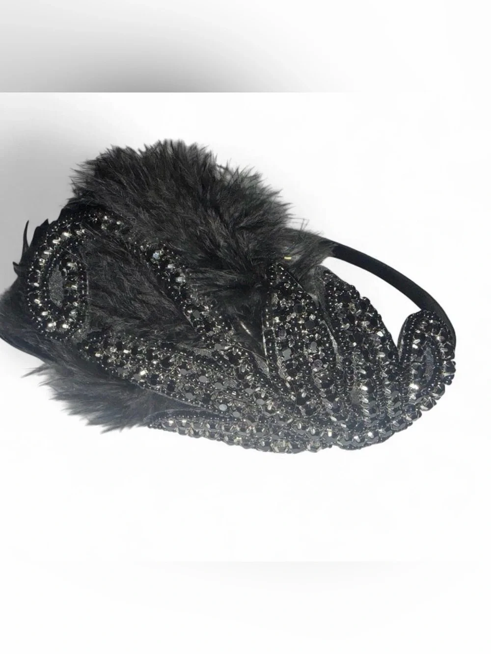 Babeyond Black Crystal Feather Headband